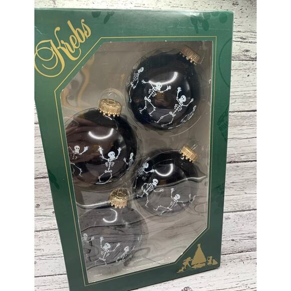 Krebs Halloween Dancing Skeletons Festive Glitter Spooky Fall Glass Ornaments - Picture 1 of 5